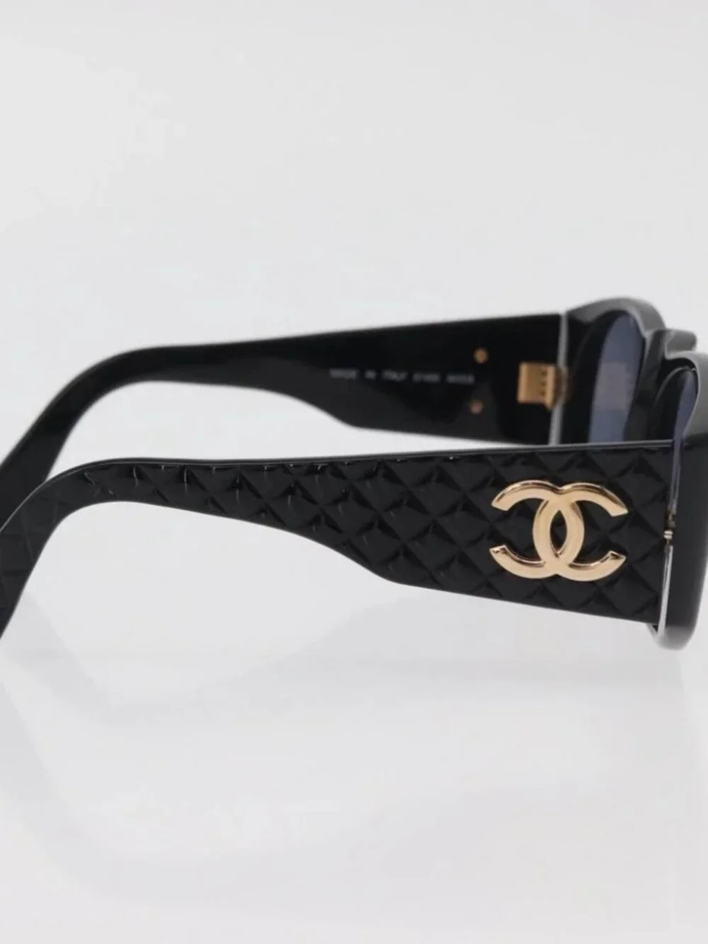 CHANEL Sunglasses plastic Black CC Auth ka3896A